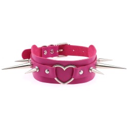 extra long spikes heart ring collar