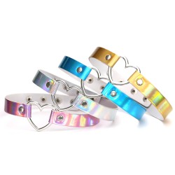 laser collar metal heart collar