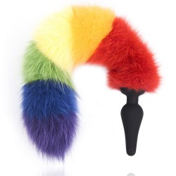 colorful fox tail silica gel anal plug